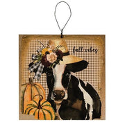 Autumn Cow Portrait Square Ornament  (3 Count Assortment)