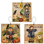 Scarecrow & Friends Square Ornament  (3 Count Assortment)