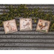 Farm Life Animal Portrait Square Ornament  (3 Count Assortment)