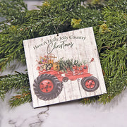 Have a Holly Jolly Country Christmas Tractor Square Ornament