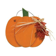 Large Hanging Layered Wooden Hanging Pumpkin with Leaf