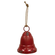 Distressed Red Metal Bell with Jute Hanger - Large