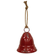 Distressed Red Metal Bell with Jute Hanger - Small