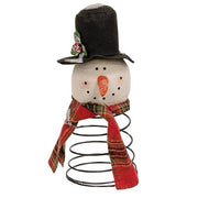 Top Hat & Scarf Snowman On Spring