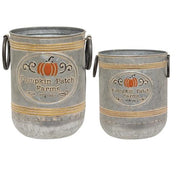 Pumpkin Patch Farms Galvanized Buckets (Set of 2)