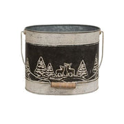 Embossed Winter Forest Oval Buckets (Set of 2)