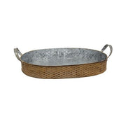 Basket Weave Embossed Metal Oval Trays (Set of 2)