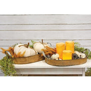 Basket Weave Embossed Metal Oval Trays (Set of 2)