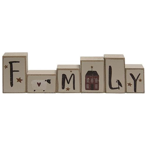 Primitive "Family" Letter Blocks (Set of 6)