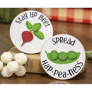 Spread Hap-pea-ness Mini Round Easel Sign  (2 Count Assortment)