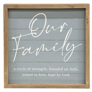 Our Family Slat-Look Framed Sign  (3 Count Assortment)