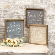 Our Family Slat-Look Framed Sign  (3 Count Assortment)