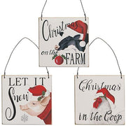 On the Farm Square Wooden Ornament  (3 Count Assortment)