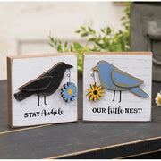 Our Little Nest Layered Bird & Daisy Block  (2 Count Assortment)