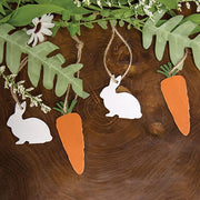 Wooden Bunny & Carrot Ornaments (Set of 6)