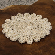 Corn Husk Flower Shape Candle Mat - Large