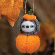 Felted Pumpkin Sloth Ornament