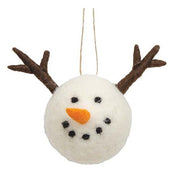 Felted Wool Snowman Reindeer Ornament