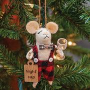 Felted Wool Mouse Night Cap Ornament