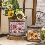 Distressed Galvanized Sunflower Buckets (Set of 2)