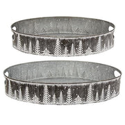 Embossed Snowy Pine Oval Trays (Set of 2)