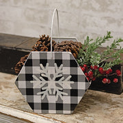 Black & White Buffalo Check Snowflake Hexagon Container