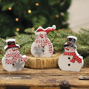 Wooden Snowman Block  (3 Count Assortment)