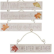 Fall Leaves Wood Hanger Ornament  (4 Count Assortment)