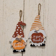 Pumpkin Gnome Wood Ornament  (2 Count Assortment)