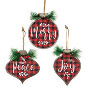Joy Merry Peace Metal Ornament  (3 Count Assortment)