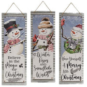 Christmas Snowman Metal Signs  (3 Count Assortment)