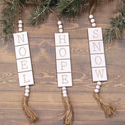 Hope - Noel - Snow Wooden Tile Hanger  (3 Count Assortment)