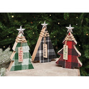 Plaid Chunky Wood Christmas Tree  (3 Count Assortment)