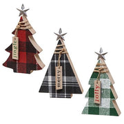 Plaid Chunky Wood Christmas Tree  (3 Count Assortment)