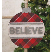 Plaid Believe Ornament Sign