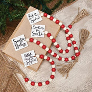 Winter Phrases Tassel Garland with Red/Wht Beads  (4 Count Assortment)