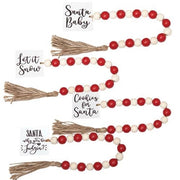 Winter Phrases Tassel Garland with Red/Wht Beads  (4 Count Assortment)