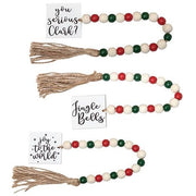 Sm Winter Vacation Tassel Garland with Red/Grn Beads  (3 Count Assortment)