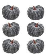 Gray Velvet Pumpkins - 2.5" (Set of 6)