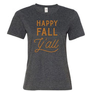 Happy Fall Y'all T-Shirt - Heather Dark Gray - Large