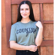Country Girl T-Shirt - Olive Green - Small