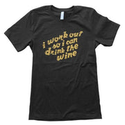 I Workout For Wine T-Shirt - Heather Black - Small