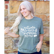 Autumn Leaves + Pumpkins Please T-Shirt - Large