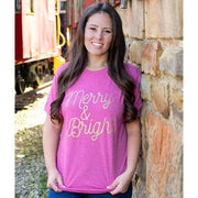 Merry & Bright T-Shirt Gold Ink - Small