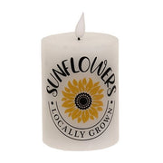 Locally Grown Sunflowers LED Pillar Candle - 3"x4"