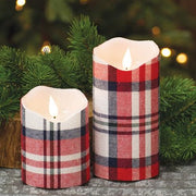 Crimson Plaid Realistic Flame LED Pillar - 3"x6"