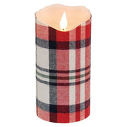 Crimson Plaid Realistic Flame LED Pillar - 3"x6"