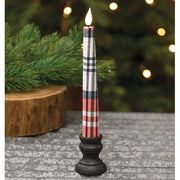 Crimson Plaid Realistic Flame LED Timer Taper