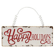 Distressed Metal Happy Holidays Hanging Sign