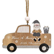 Nordic Wooden Santa with Truck Ornament